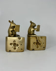 Vintage Brass Mice Reading Books Atop a Slice of Cheese-A Pair