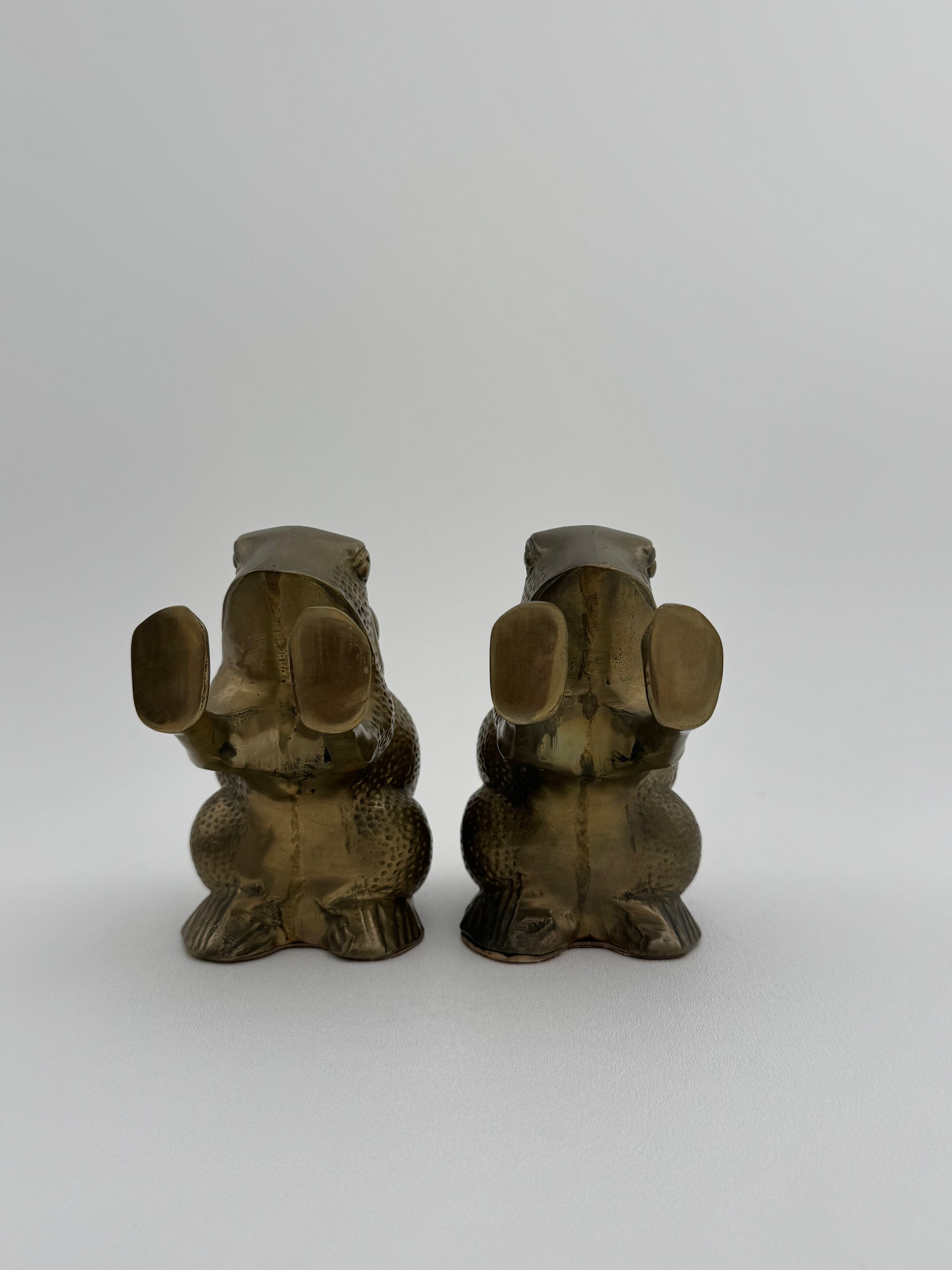 Vintage Brass Patty Cake Frog Bookends- A Pair