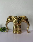 Vintage Brass Elephant Bookends- A Pair