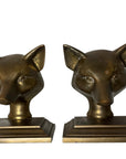 Vintage Brass Fox Head Bookends