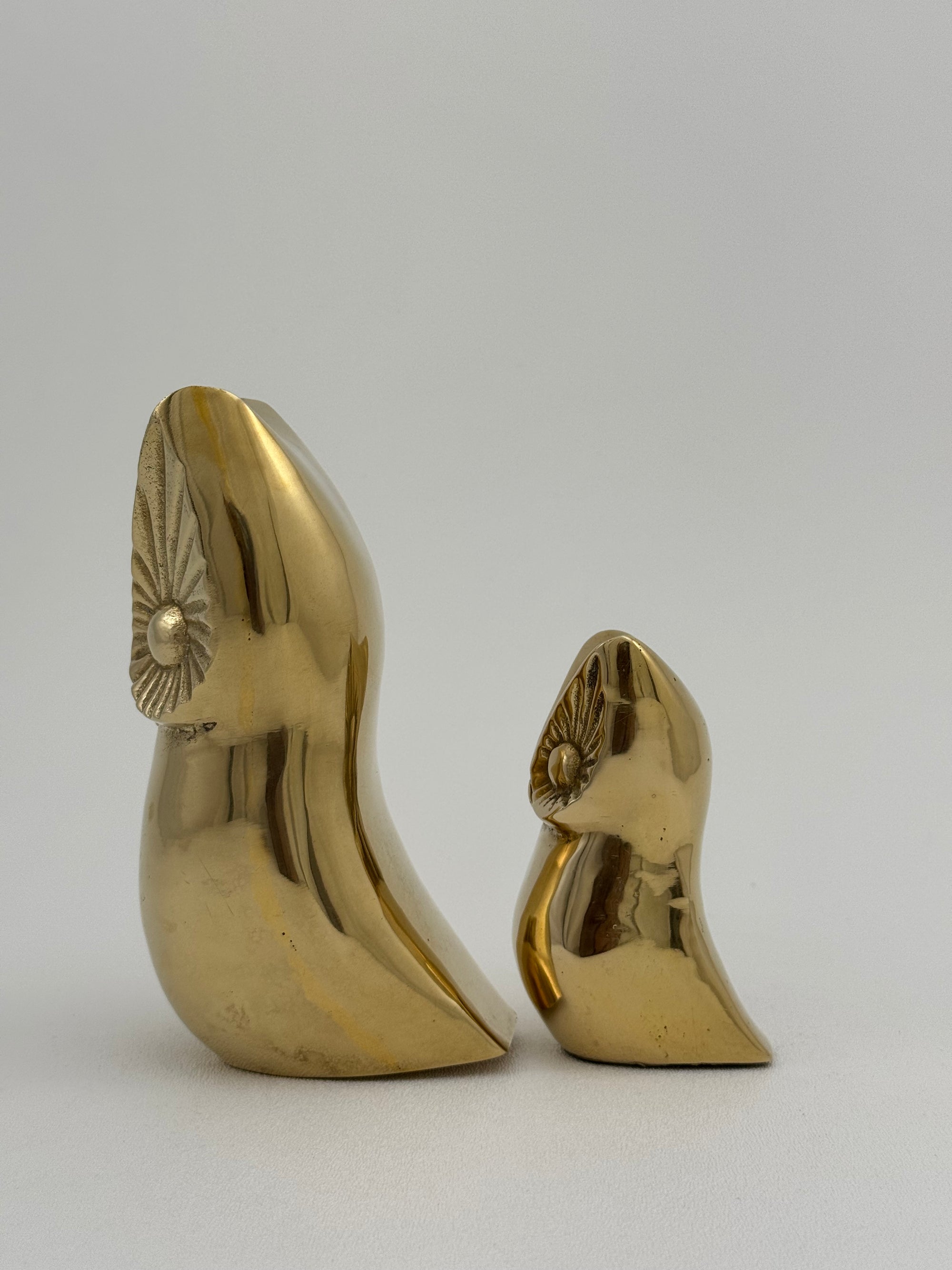 Vintage Brass Owl and Owlet-Pair