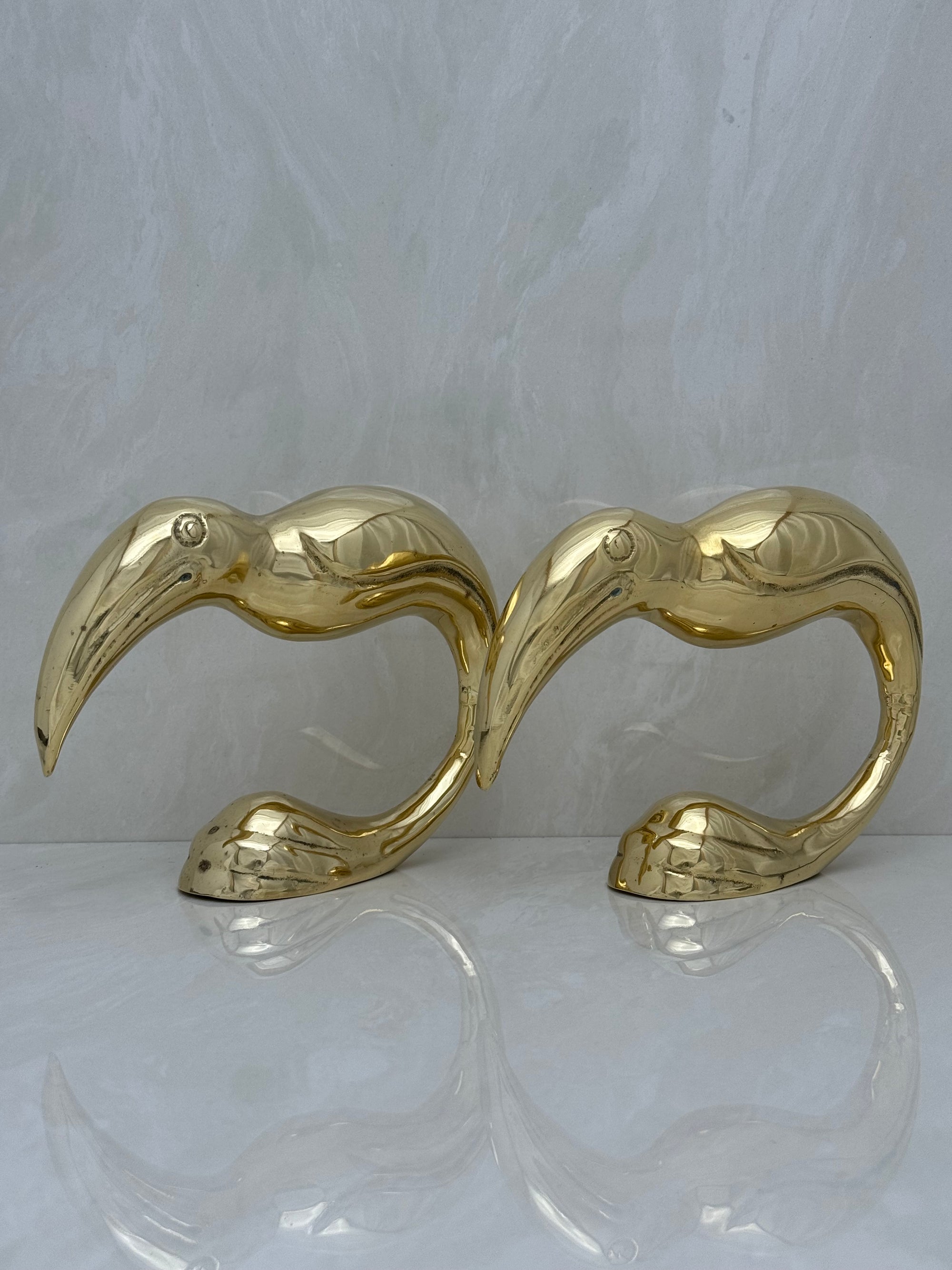 Vintage Brass Toucan Bookends- A Pair