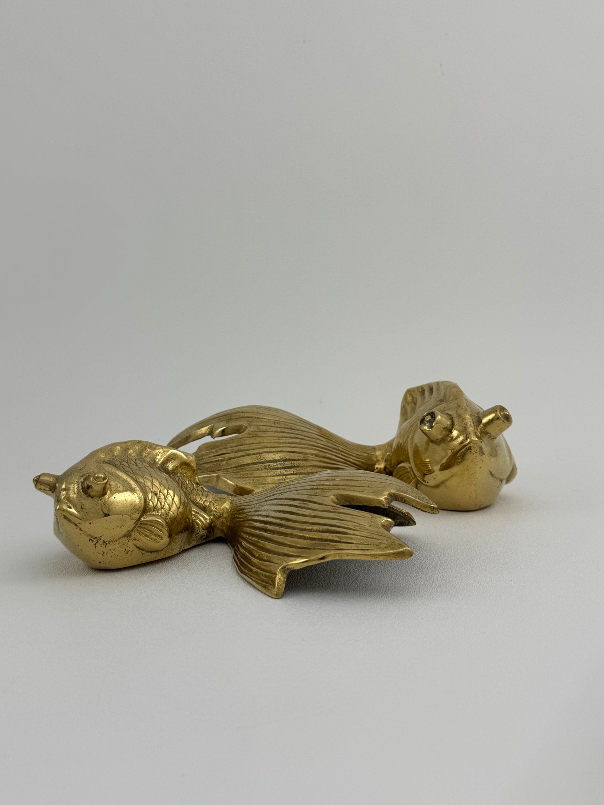 Large Vintage Fancy Tail Large Eyed Brass Fish- A Pair