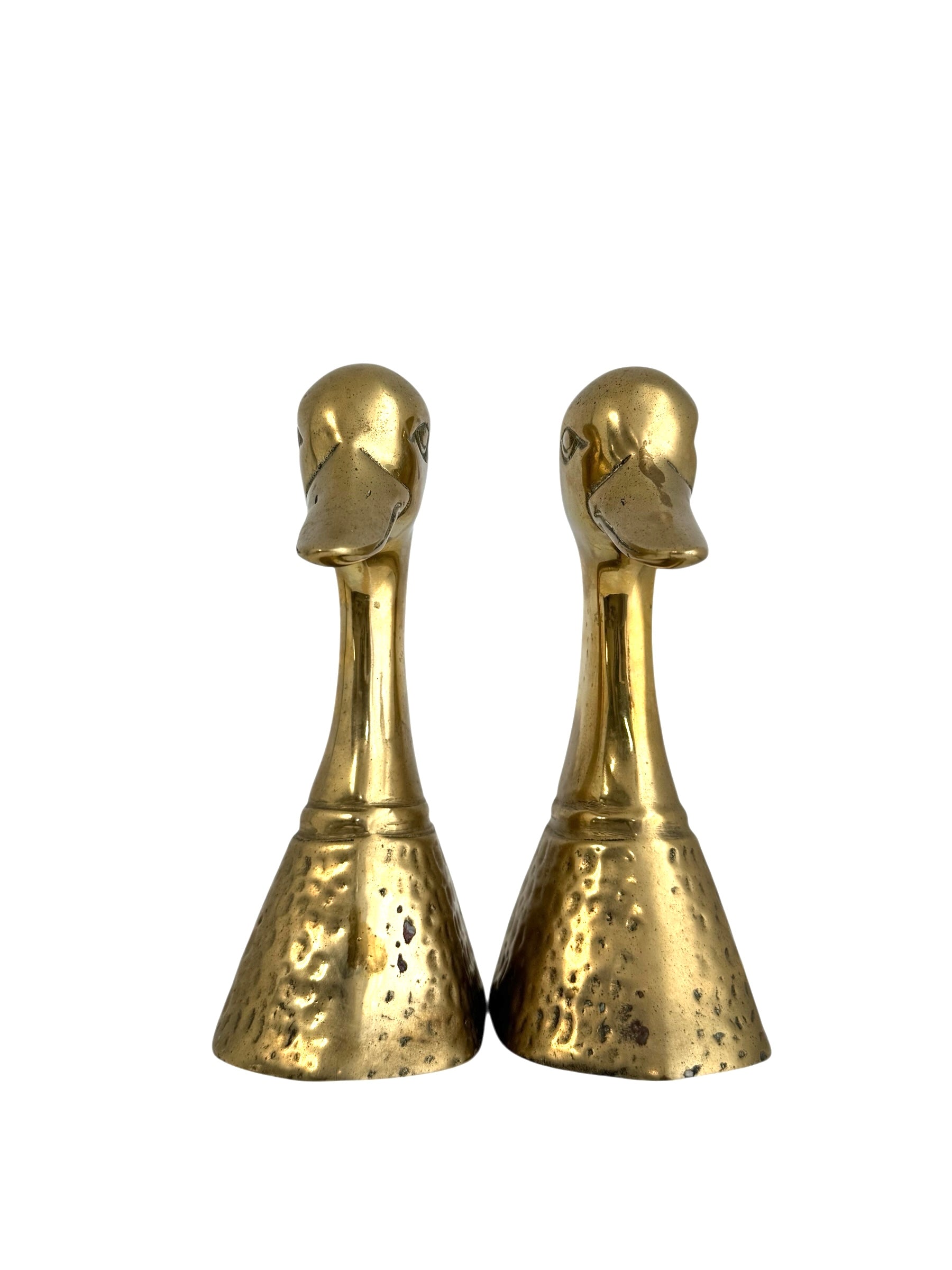Vintage Brass Duck Head Bookends – Pair