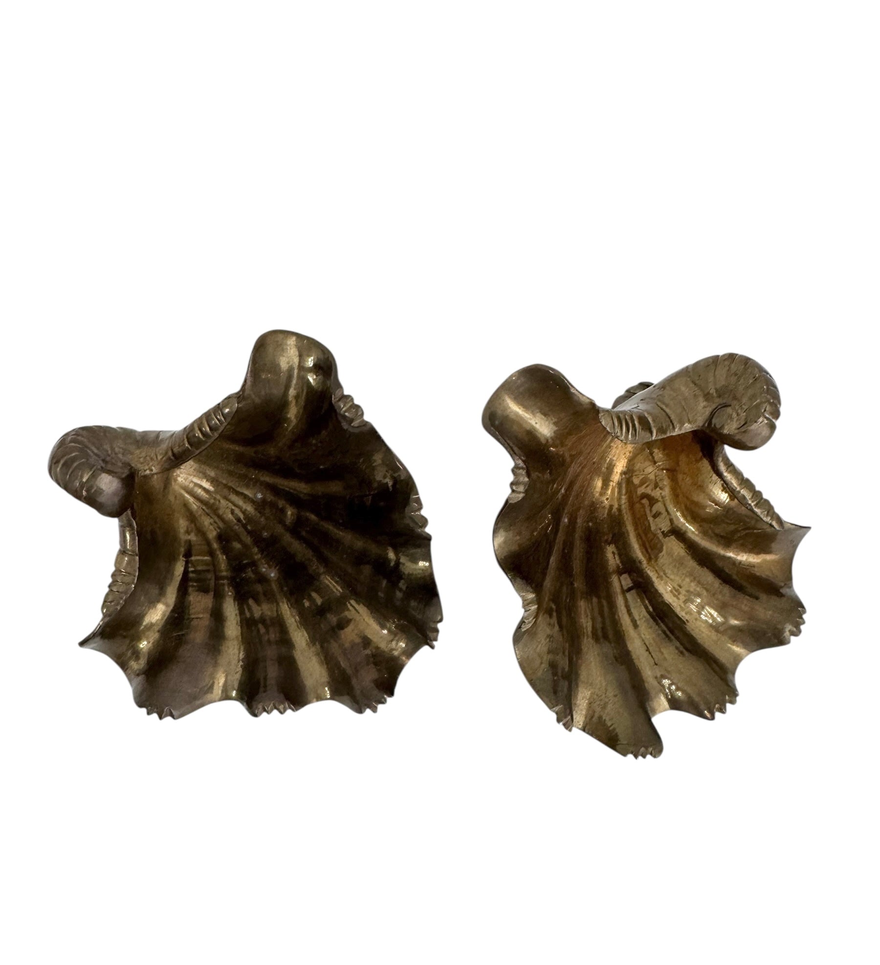 Vintage Brass Shell Dishes – Set of 2 Coastal Sculptural Accents