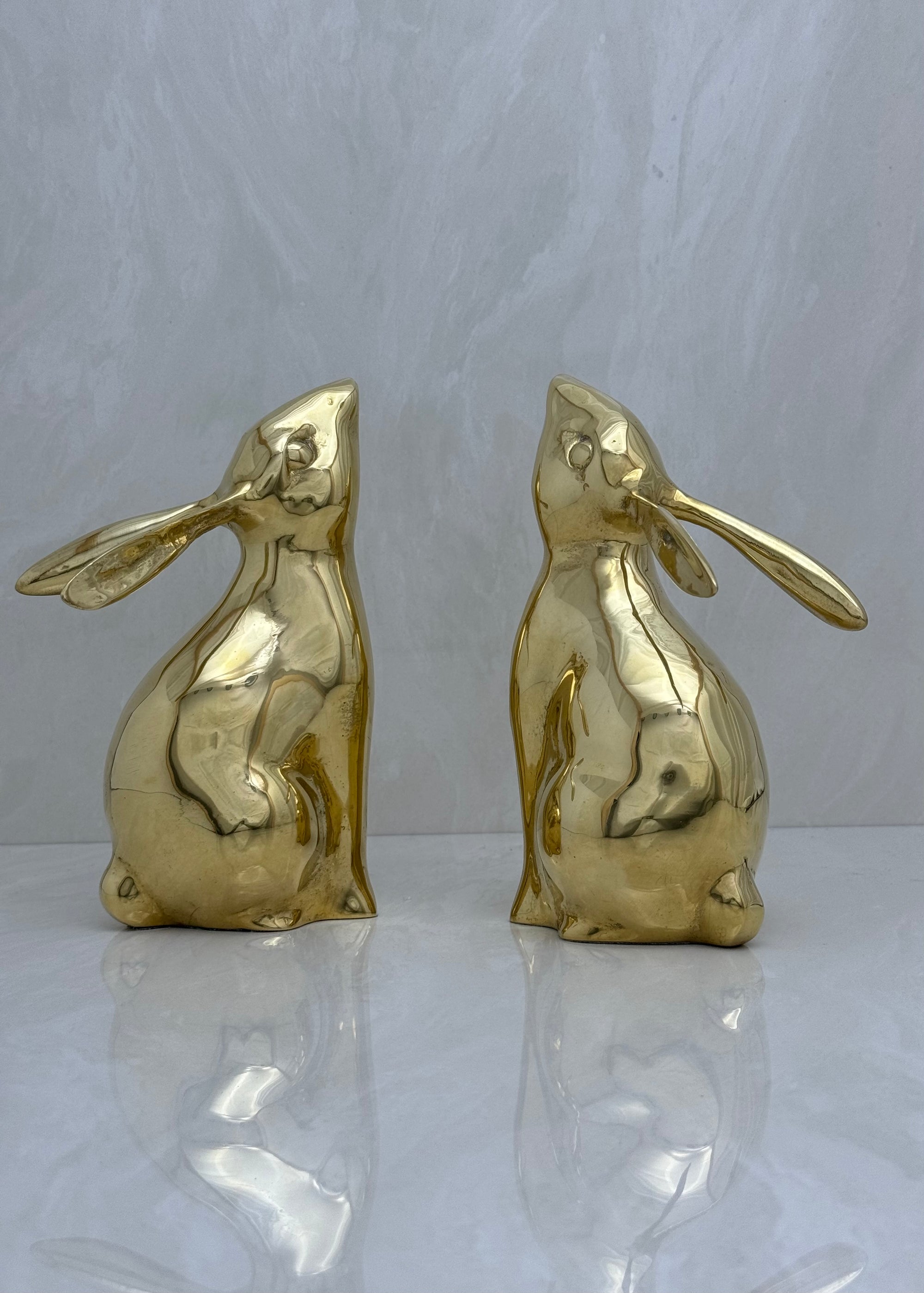 Vintage Brass Rabbit Bookends-A Pair