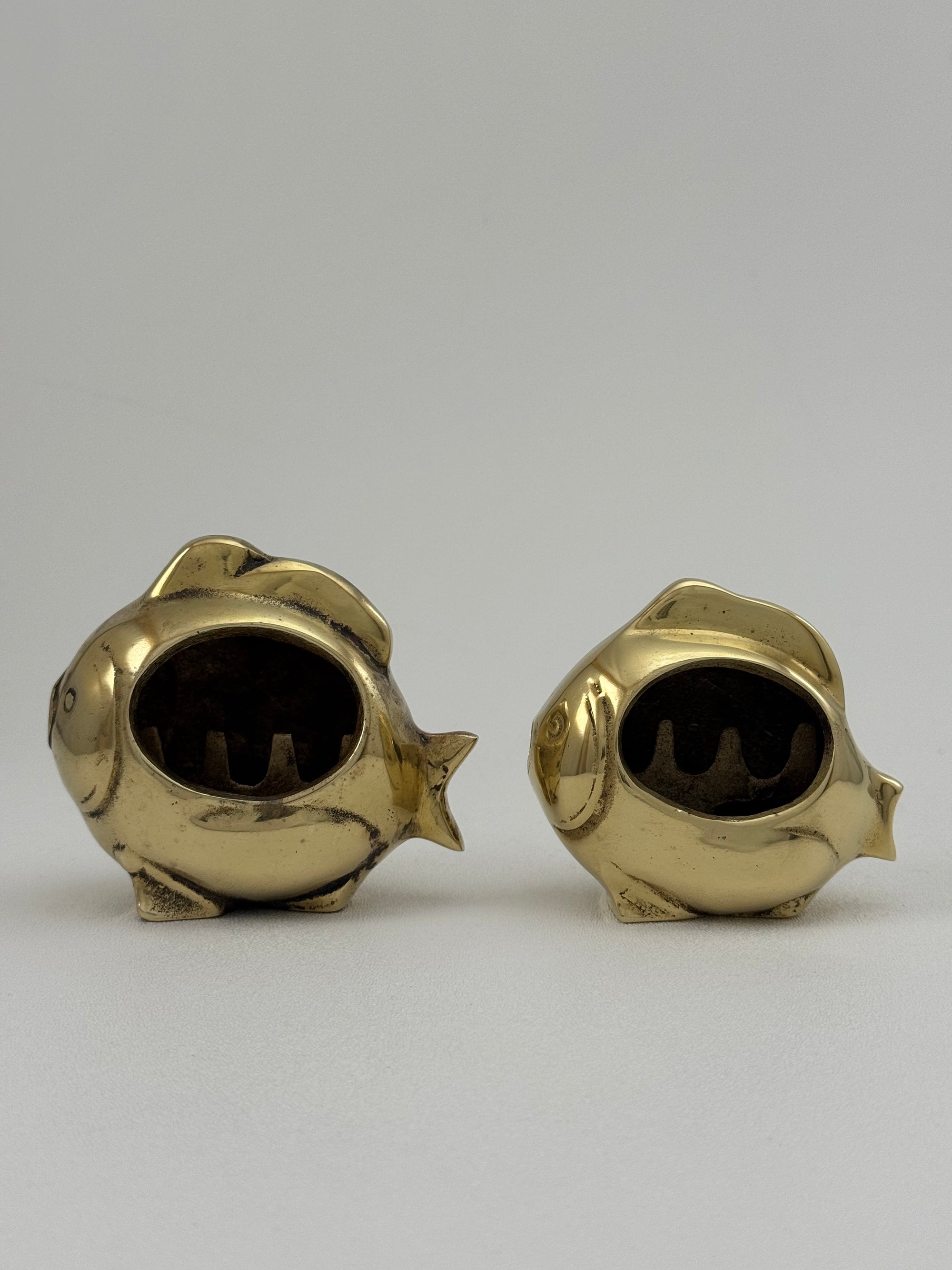 Pair of Vintage Brass Fish Ashtrays – His &amp; Hers– Mid Century Modern Hollywood Regency Coastal Decor