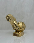 Vintage Brass Soccer Cleat and Ball Figurine