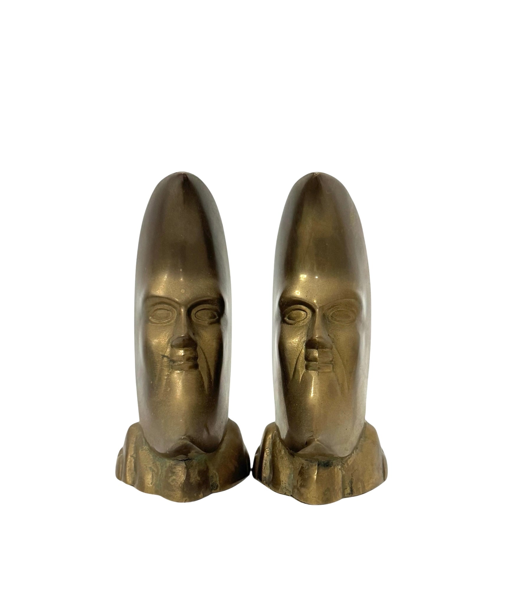Small Vintage Brass “Man in the Moon” Figurines – Set of 2