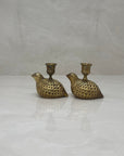 Vintage Brass Pheasant Candlestick Holders-A Pair