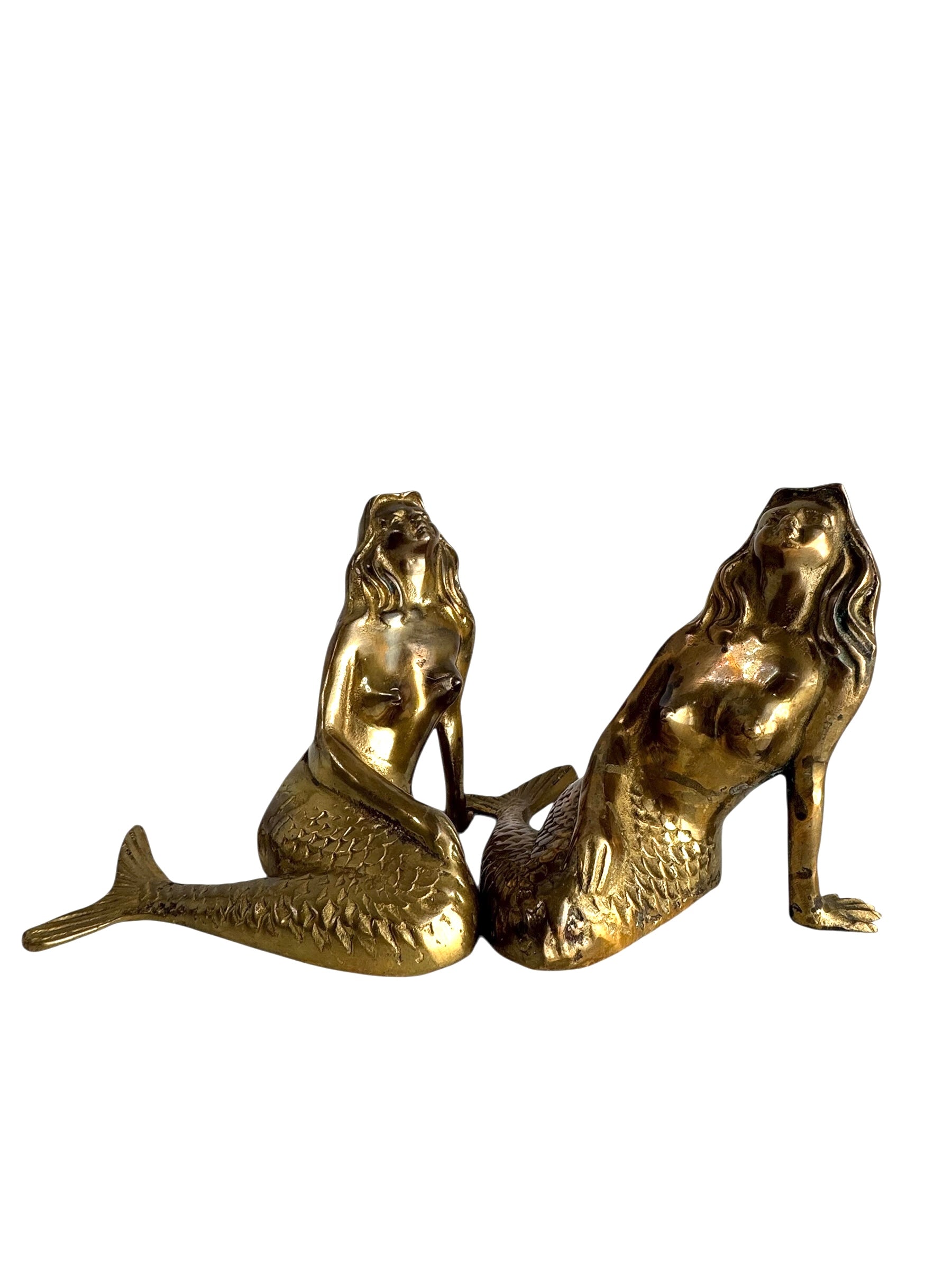 Vintage Brass Mermaid Pair