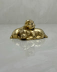 Cute Small Vintage Brass Sleeping Bulldog Puppies-A Collectible