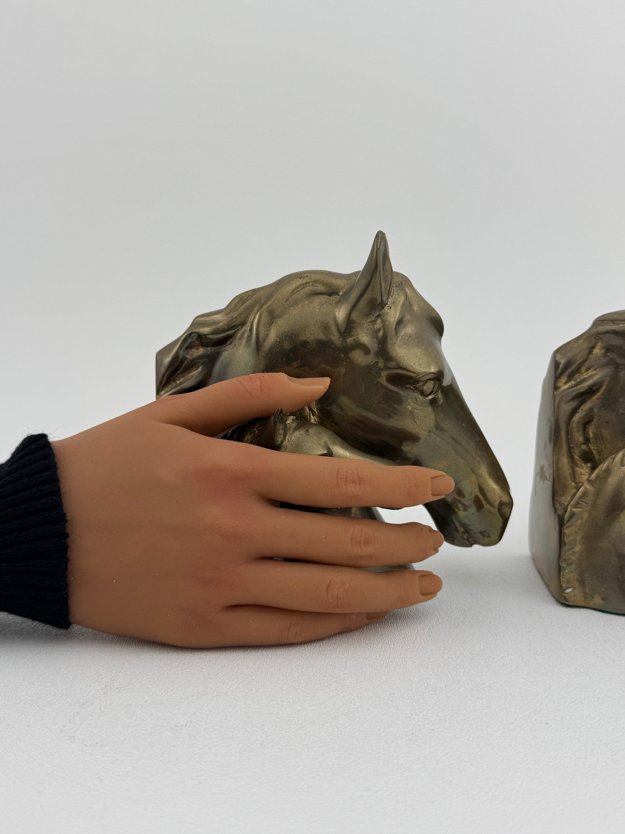 Vintage Brass Horse Head Mother and Foal Bookends-A Pair
