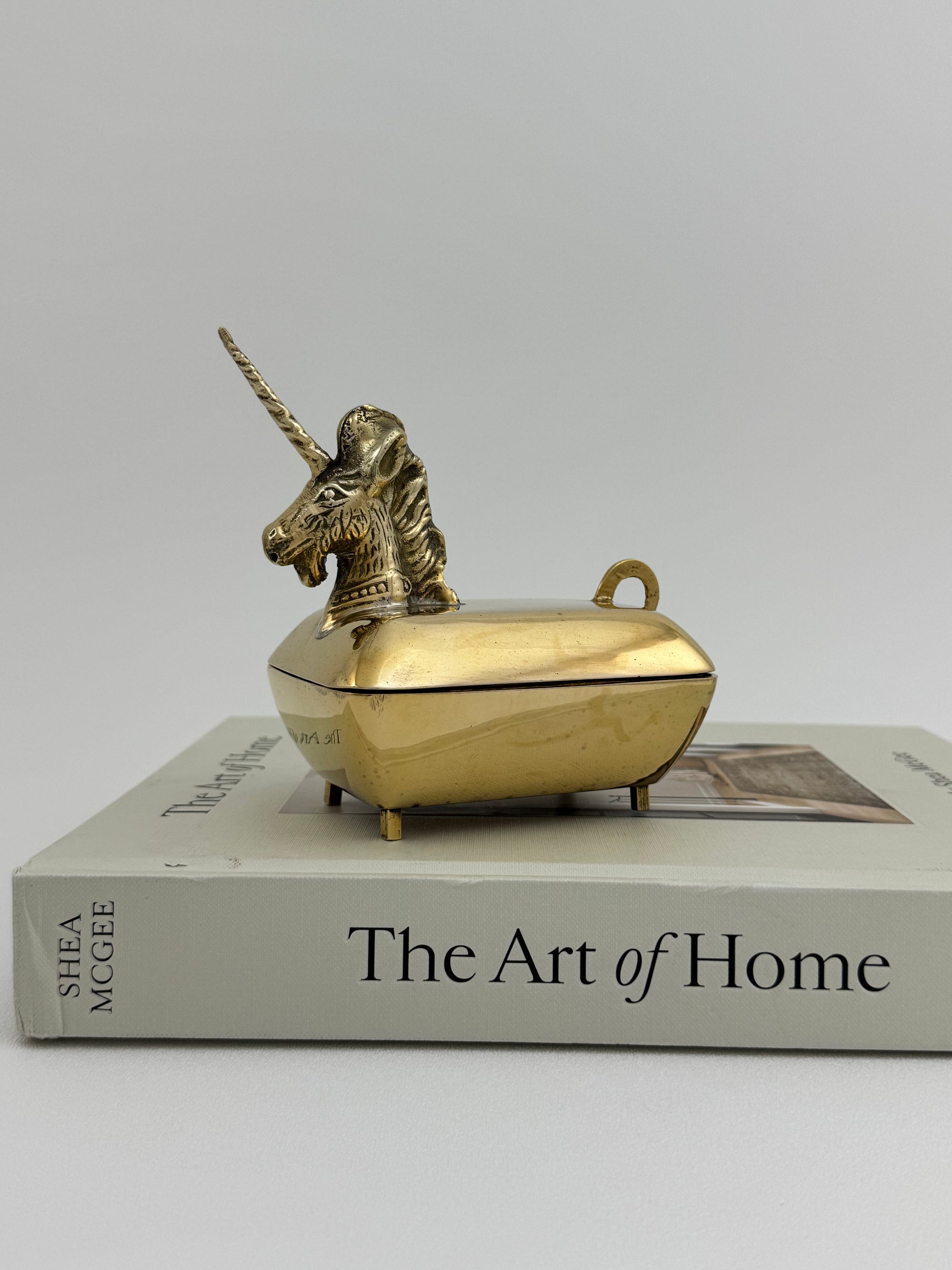 Vintage Brass Unicorn Trinket Box