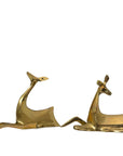 1984 Enesco Brass Deer Sculptures — Abstract Mid-Century Modern Pair, Made in Korea
