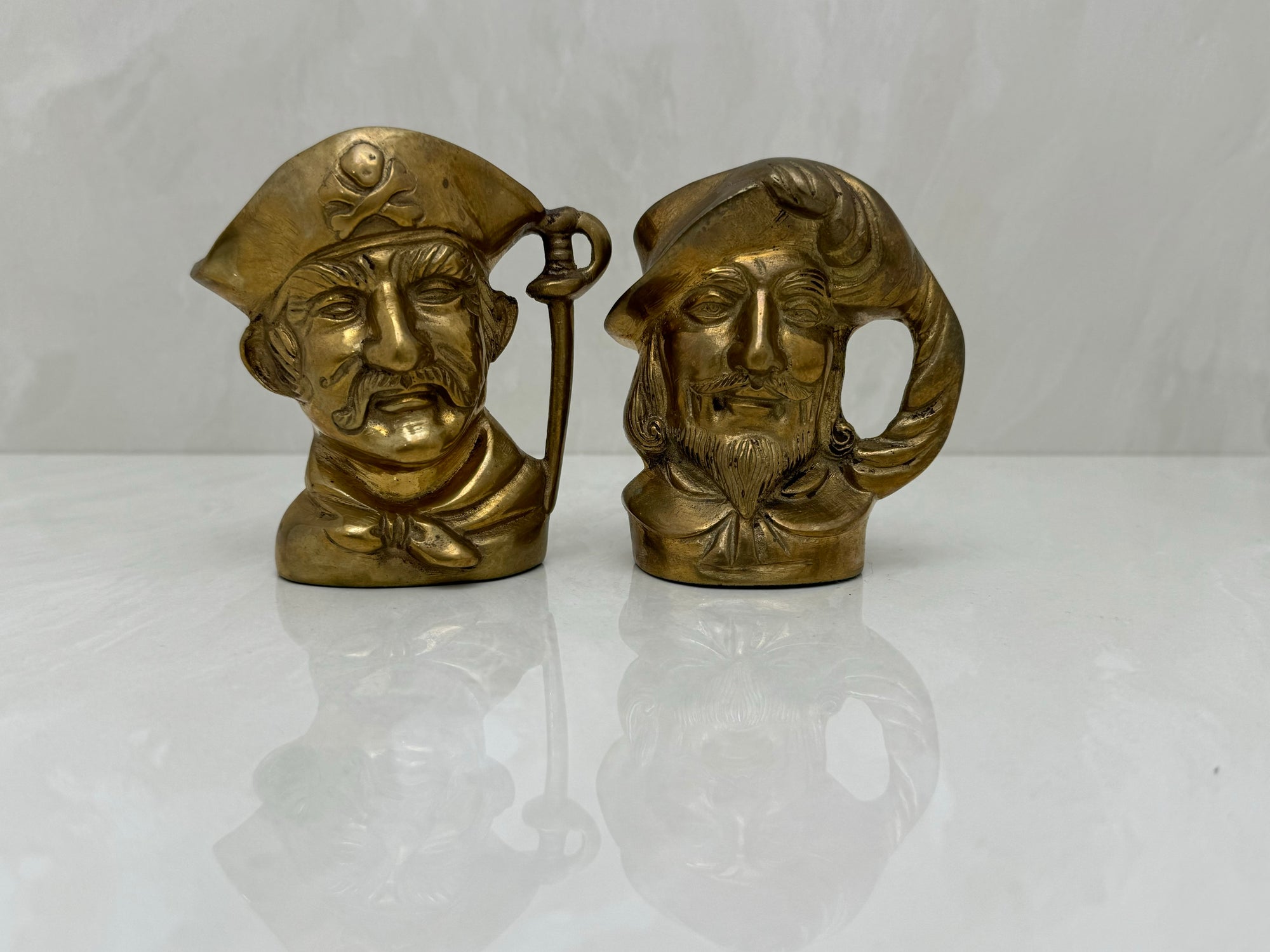 Small Vintage Brass Pirate Cups - A Pair