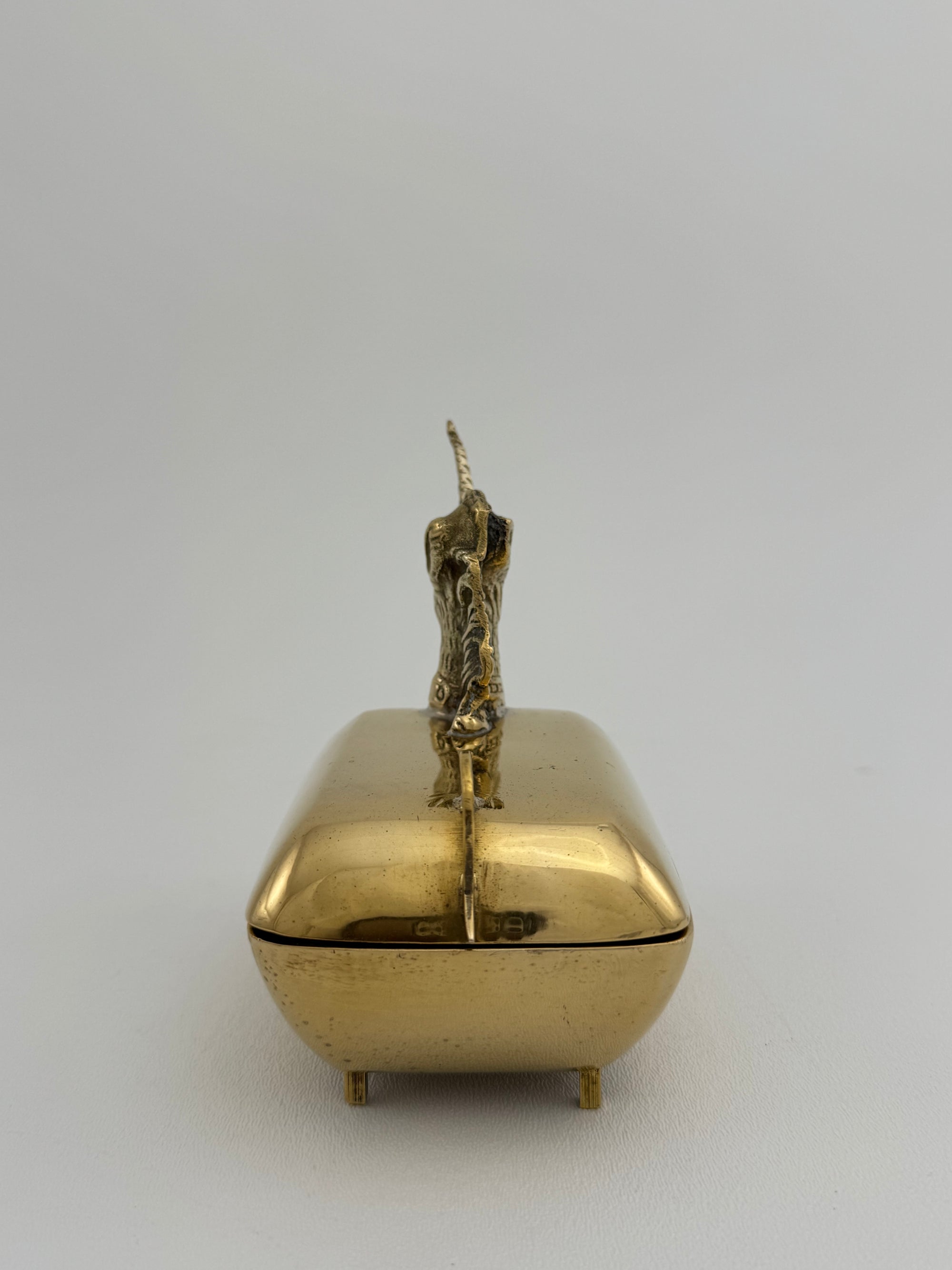 Vintage Brass Unicorn Trinket Box