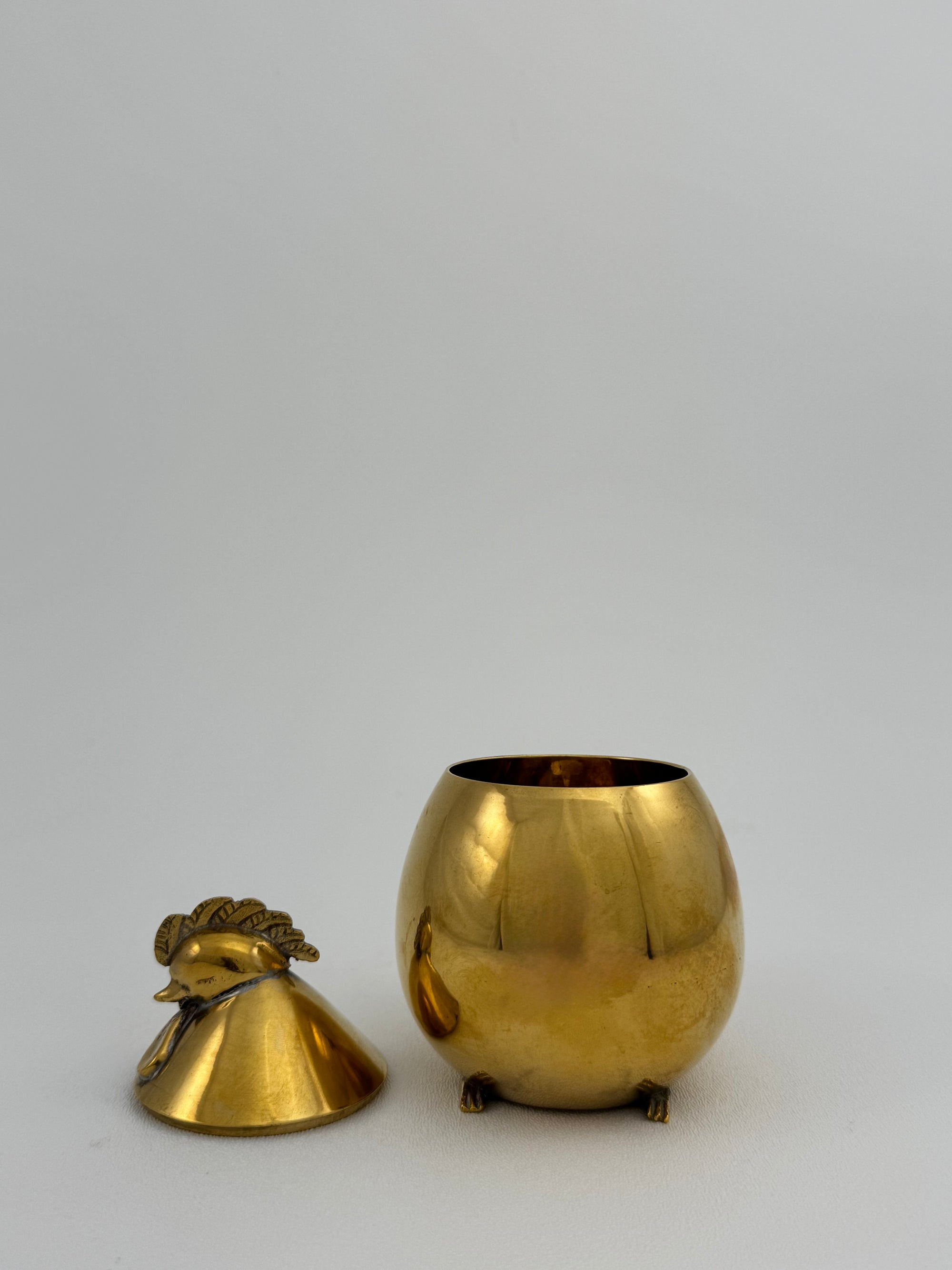 Vintage Brass Hen Lidded Container