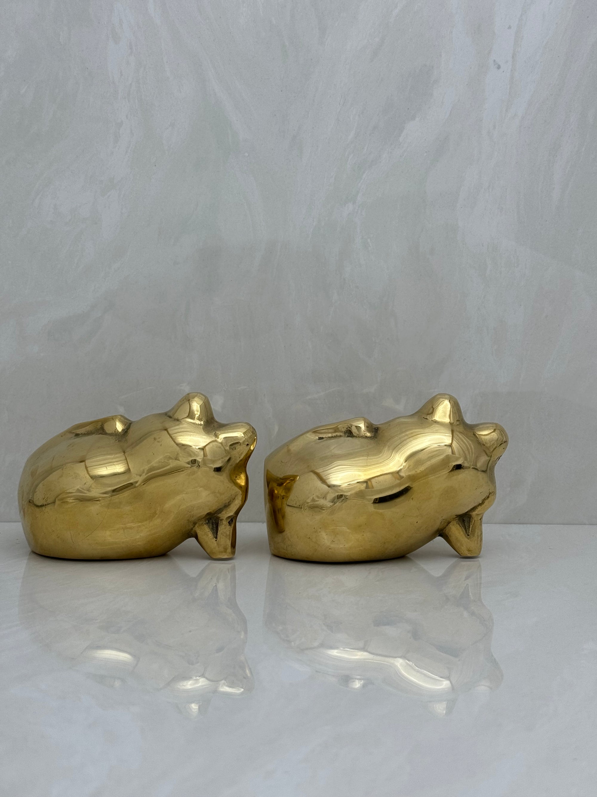 Vintage Brass Relaxing Frogs- A Pair