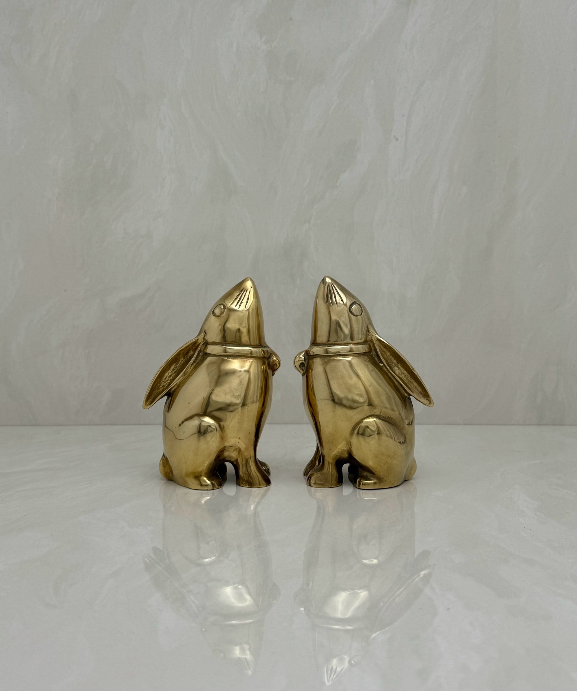 Vintage Brass Moon Gazing Bunnies-A Pair