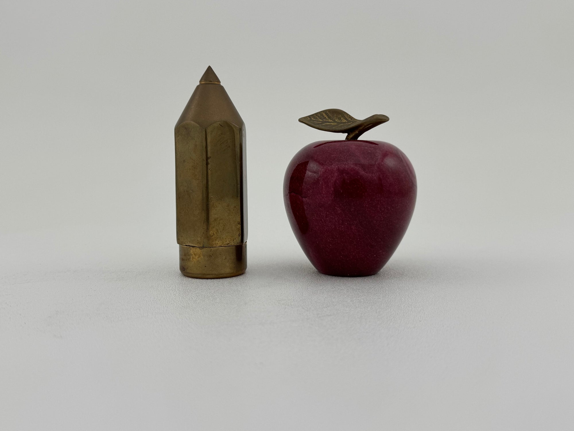Vintage Apple with Brass Pencil Trinket Holder- A Set