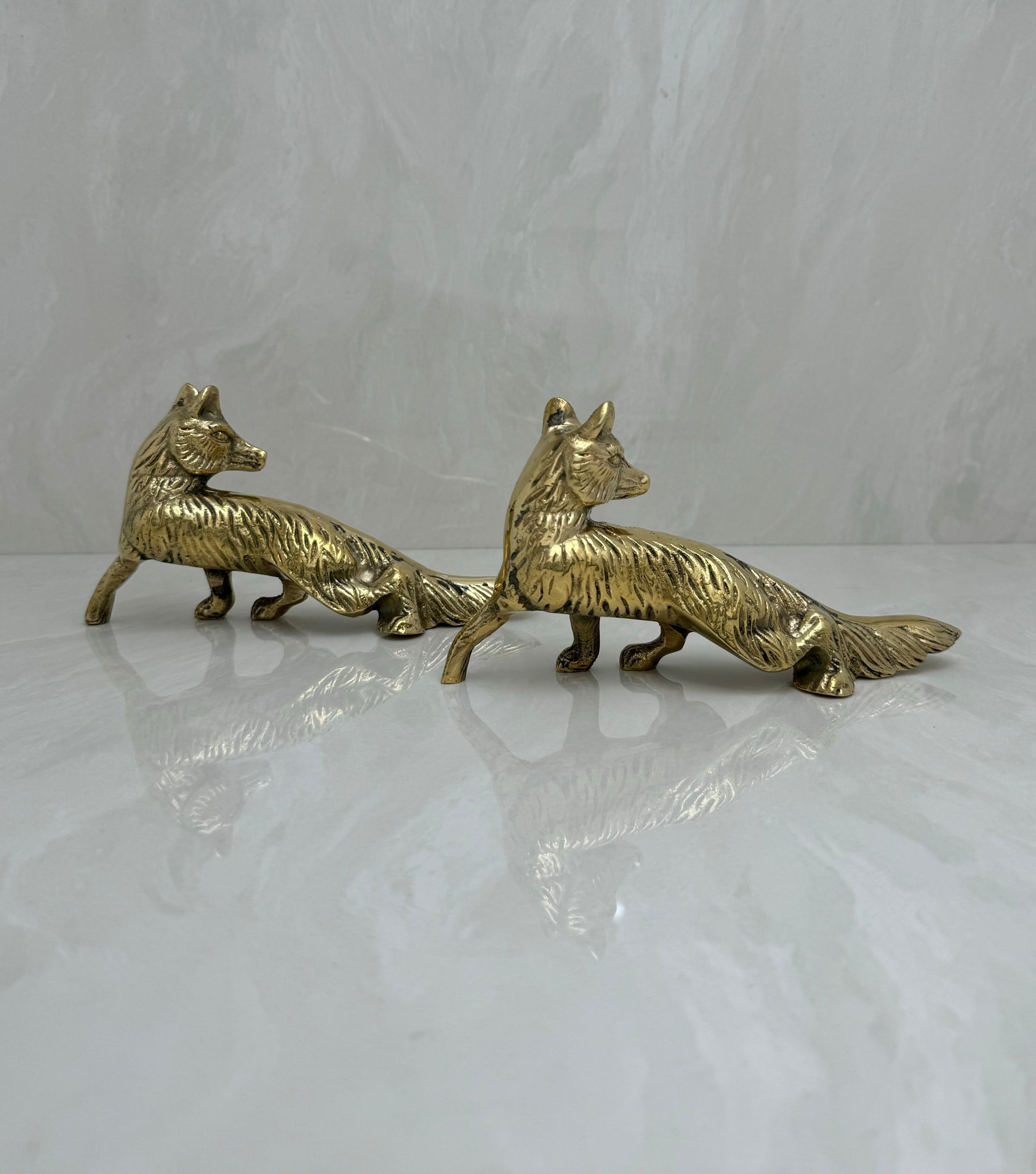 Vintage Brass Foxes- A Pair