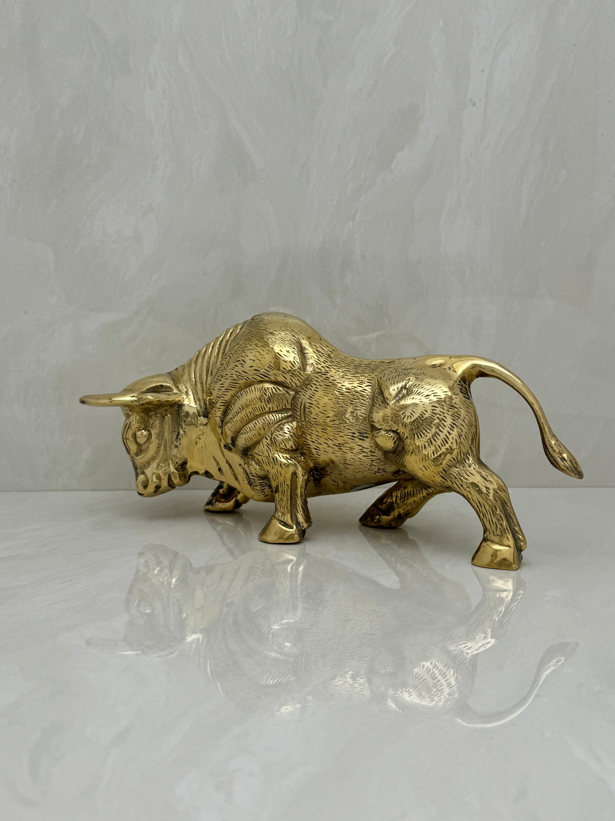 Vintage Brass Charging Bull