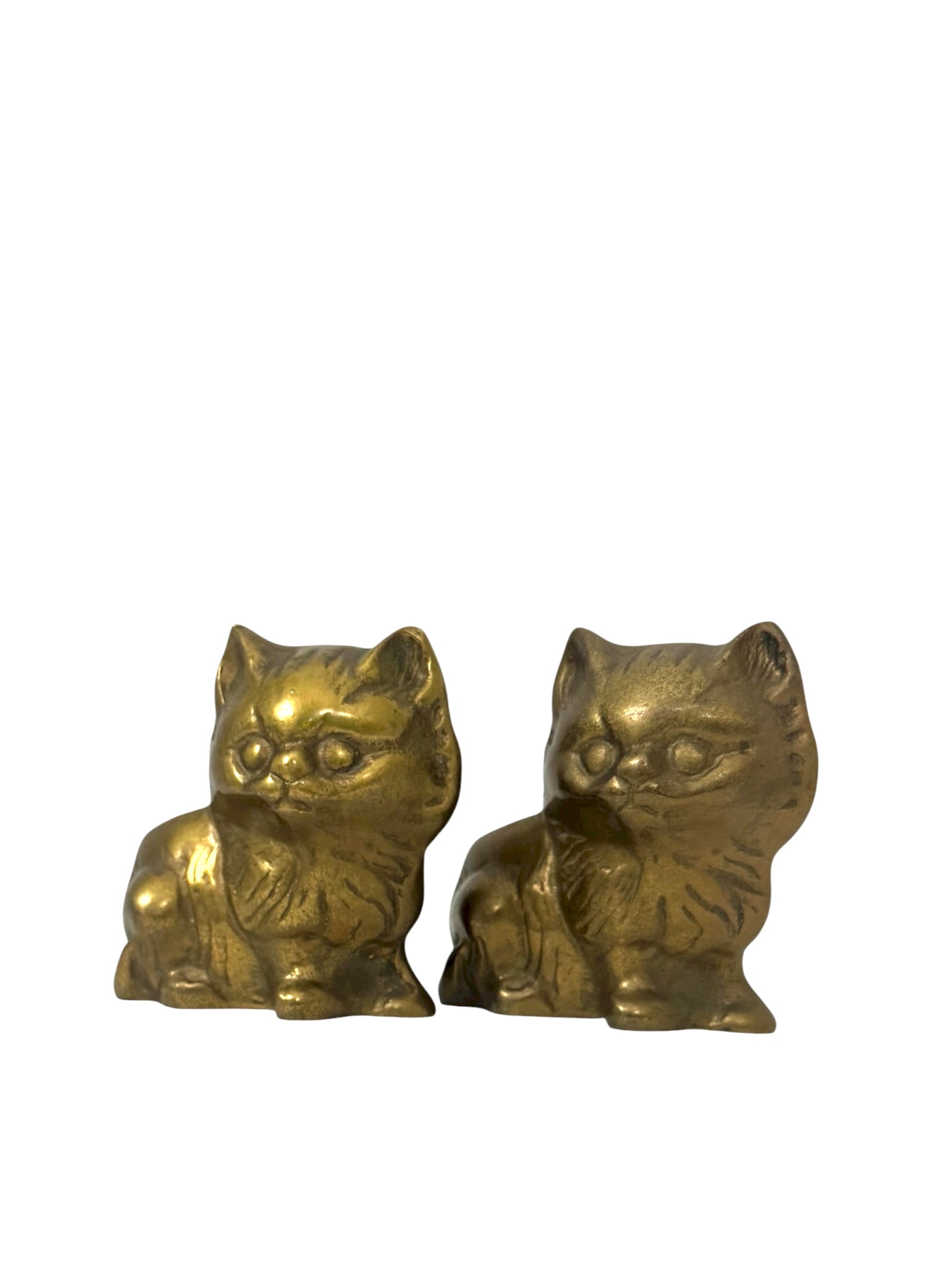 Vintage Brass Cat Planter Pair