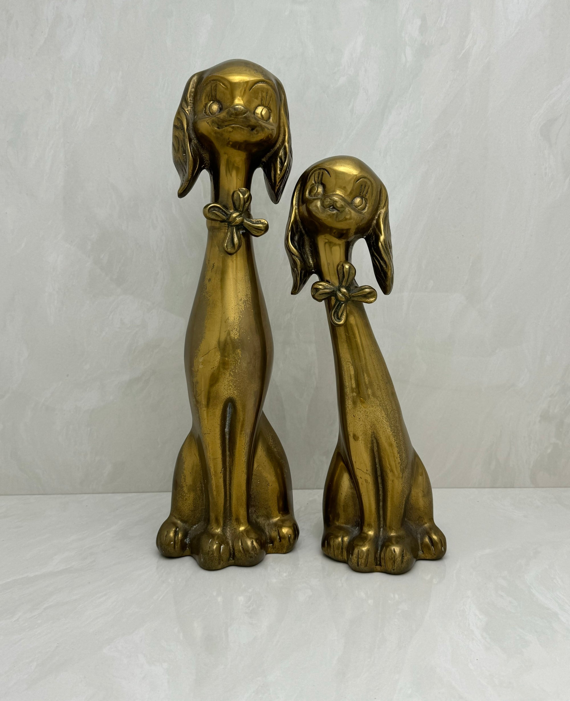 Large Vintage Brass Puppy Duo-A Pair