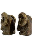 Vintage Brass Ram Head Bookends