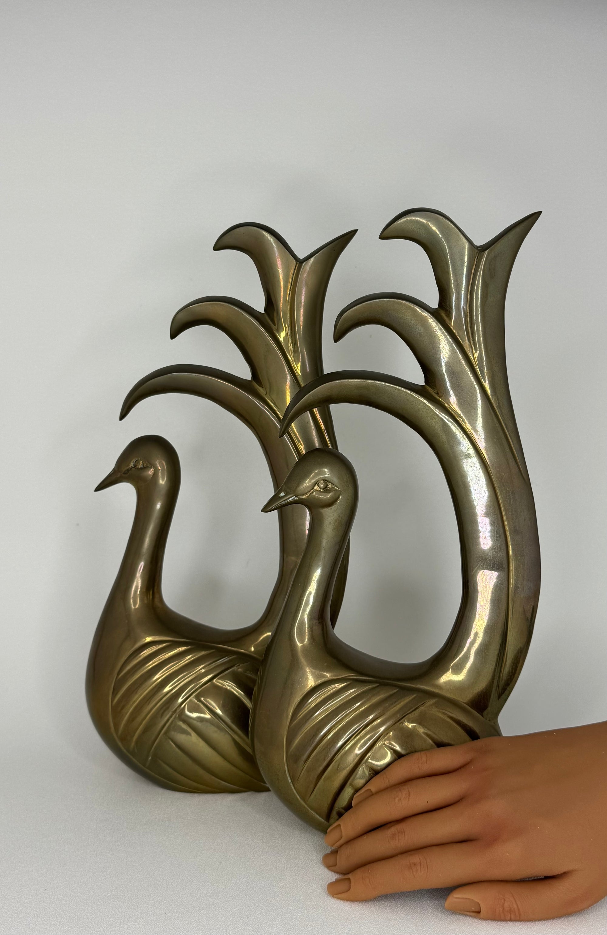 Vintage Brass Peacocks pair by Frederick Cooper