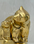 Vintage Brass Mama Bear and Cub on Rock