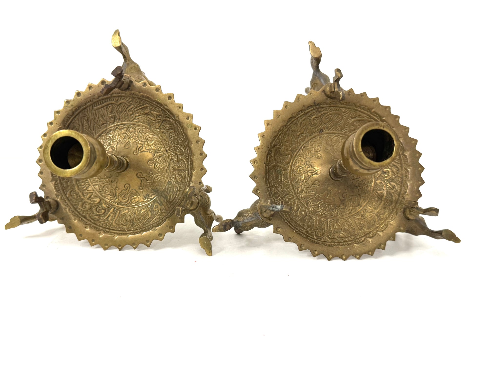 Pair of Vintage Brass Camel Candlestick Holders — Middle Eastern Bohemian Elegance