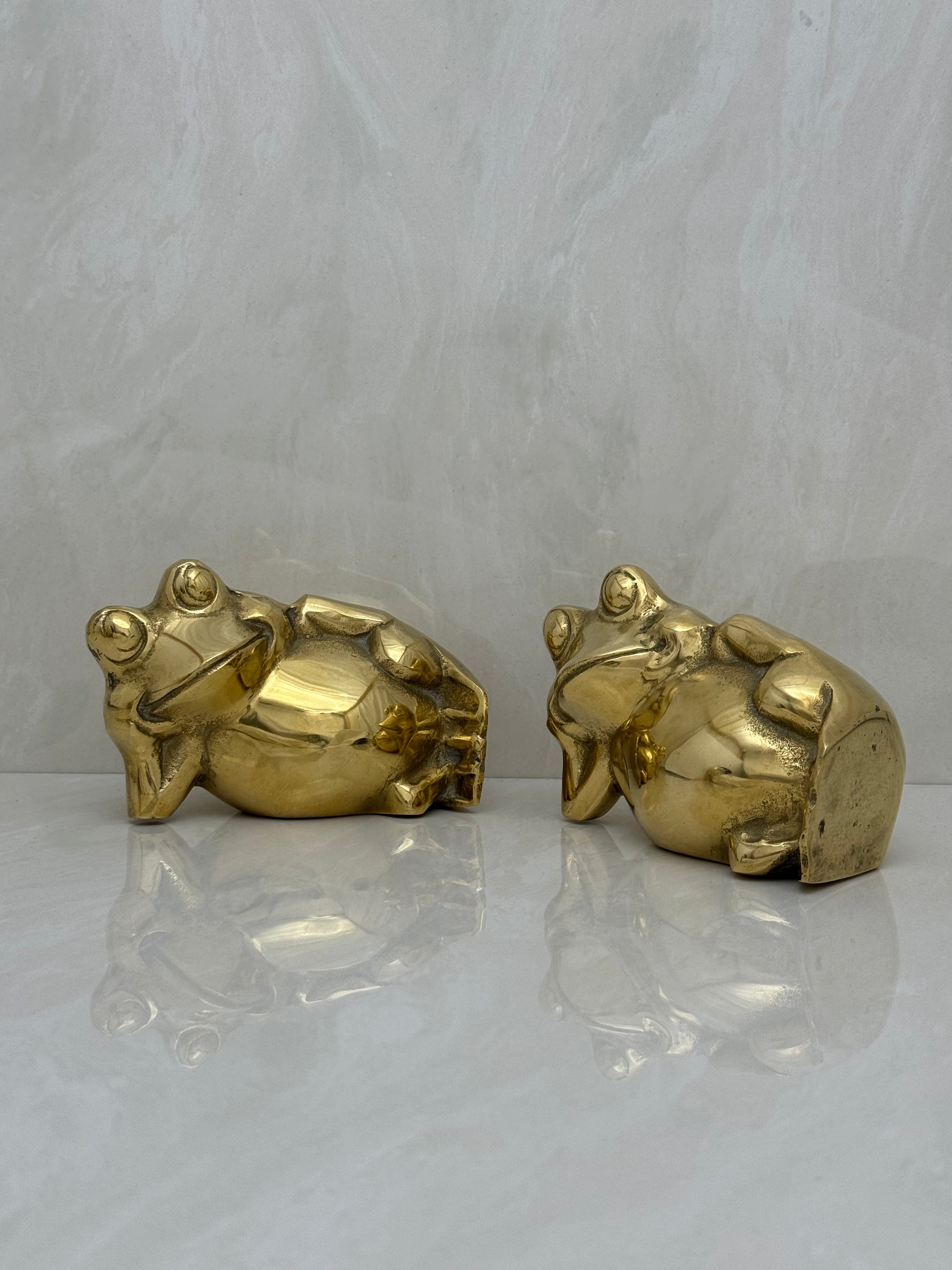 Vintage Brass Relaxing Frogs- A Pair