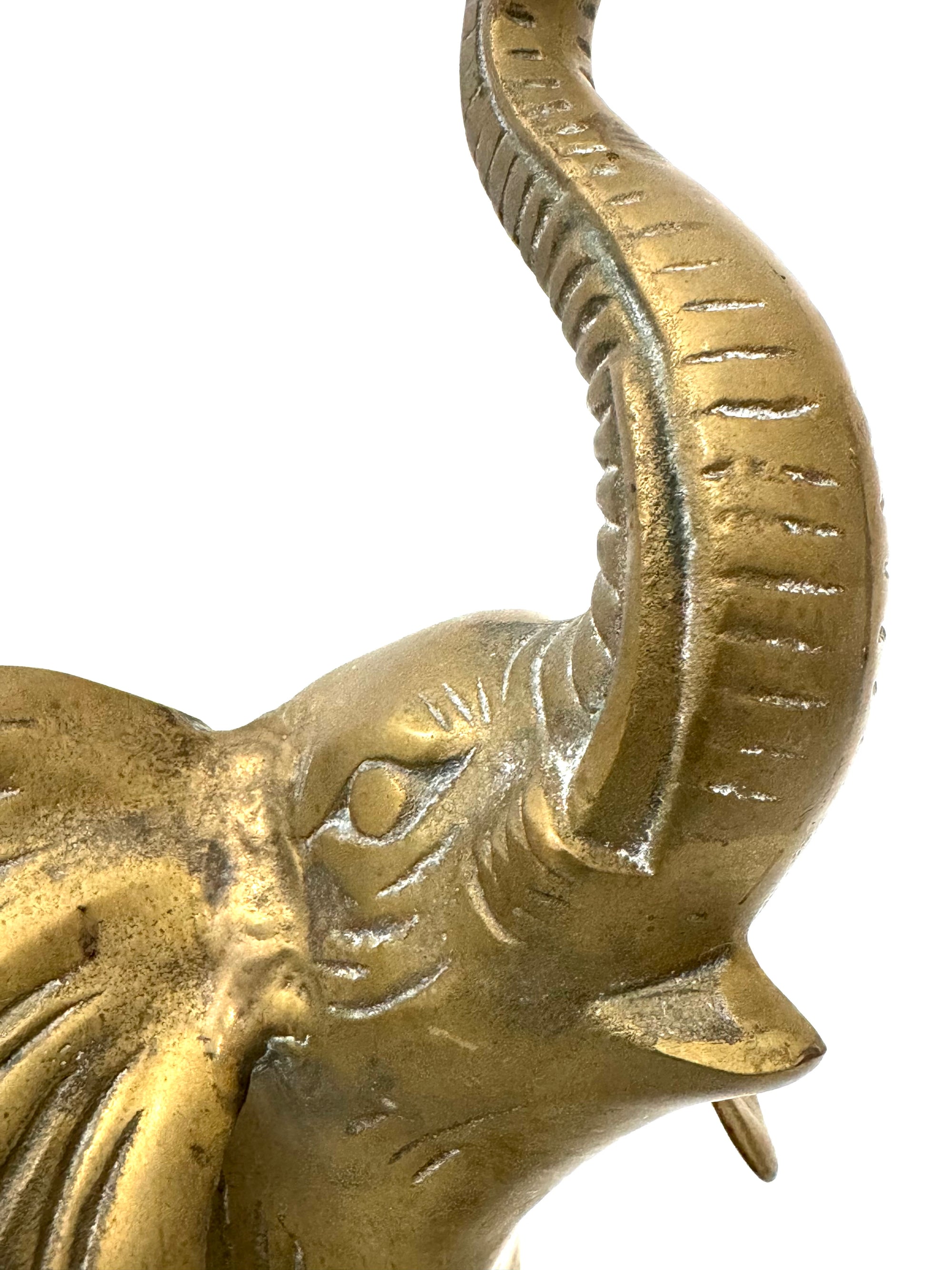 Vintage Brass Elephant on Ball | Mid-Century Circus Sculpture | 13+ inches tall