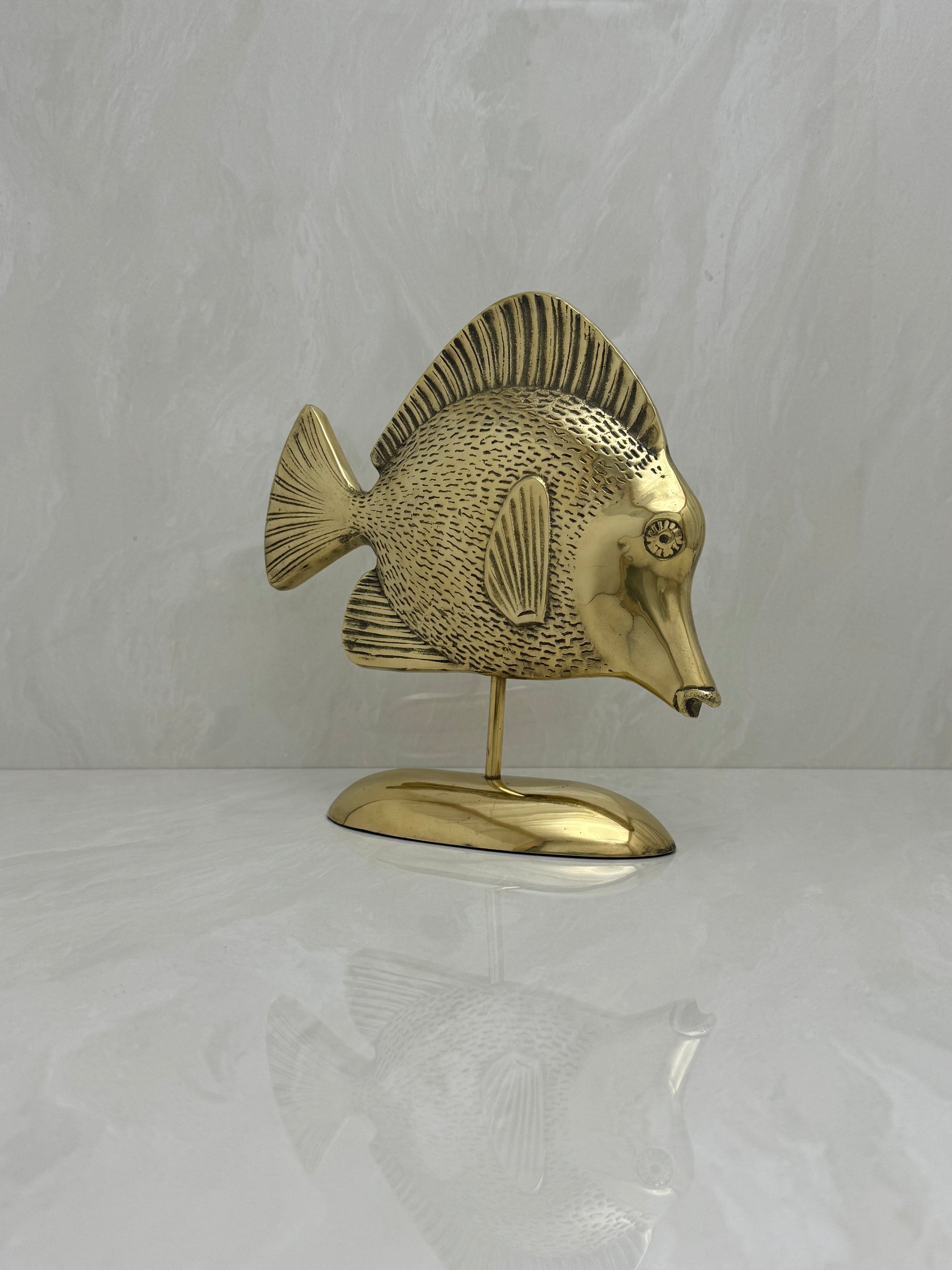 MCM Vintage Brass Fish On A Stand