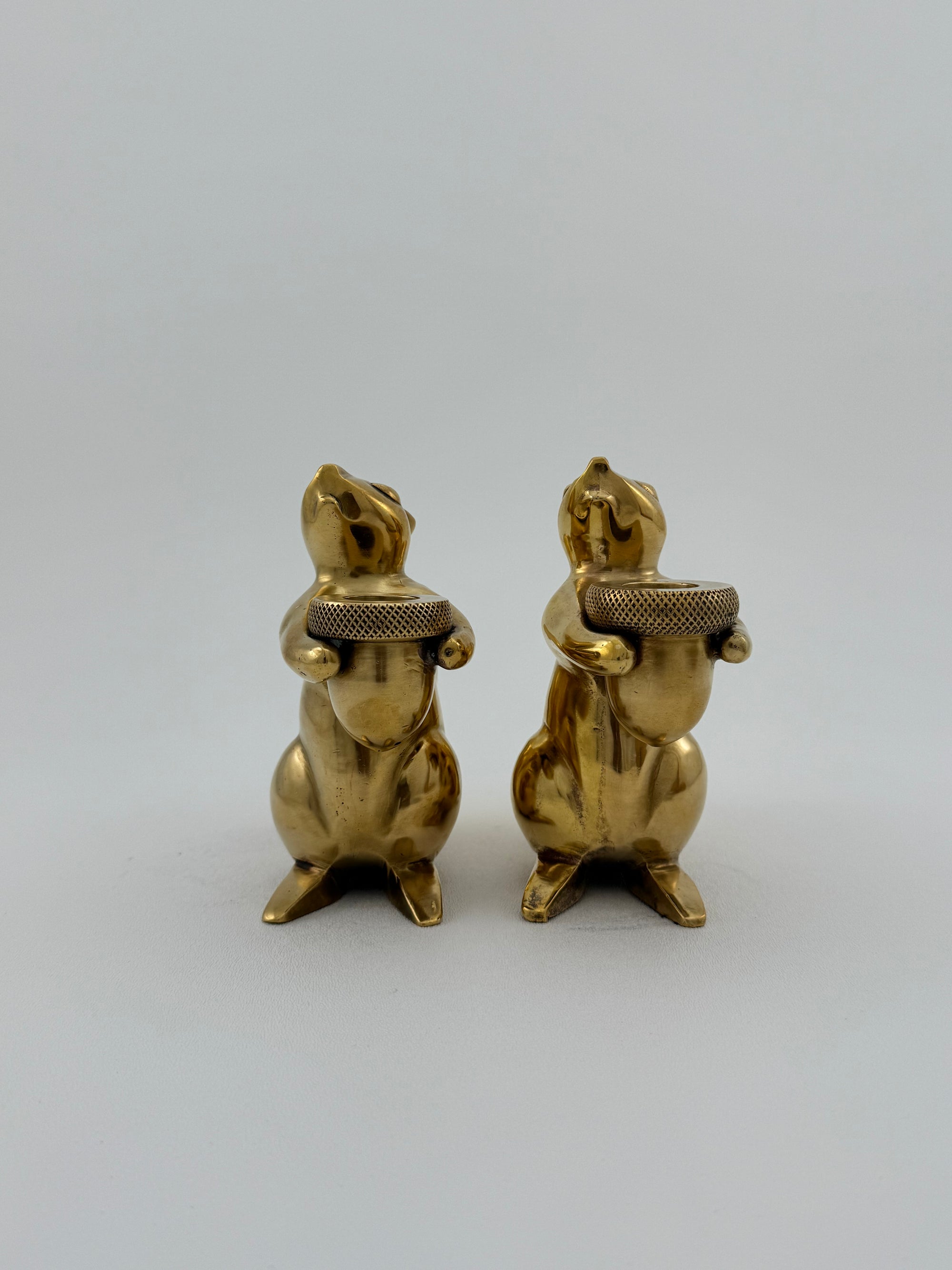 Bronze Squirrel Candleholders-A Pair