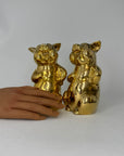 Pair of Vintage Brass Laughing Pig Figurines