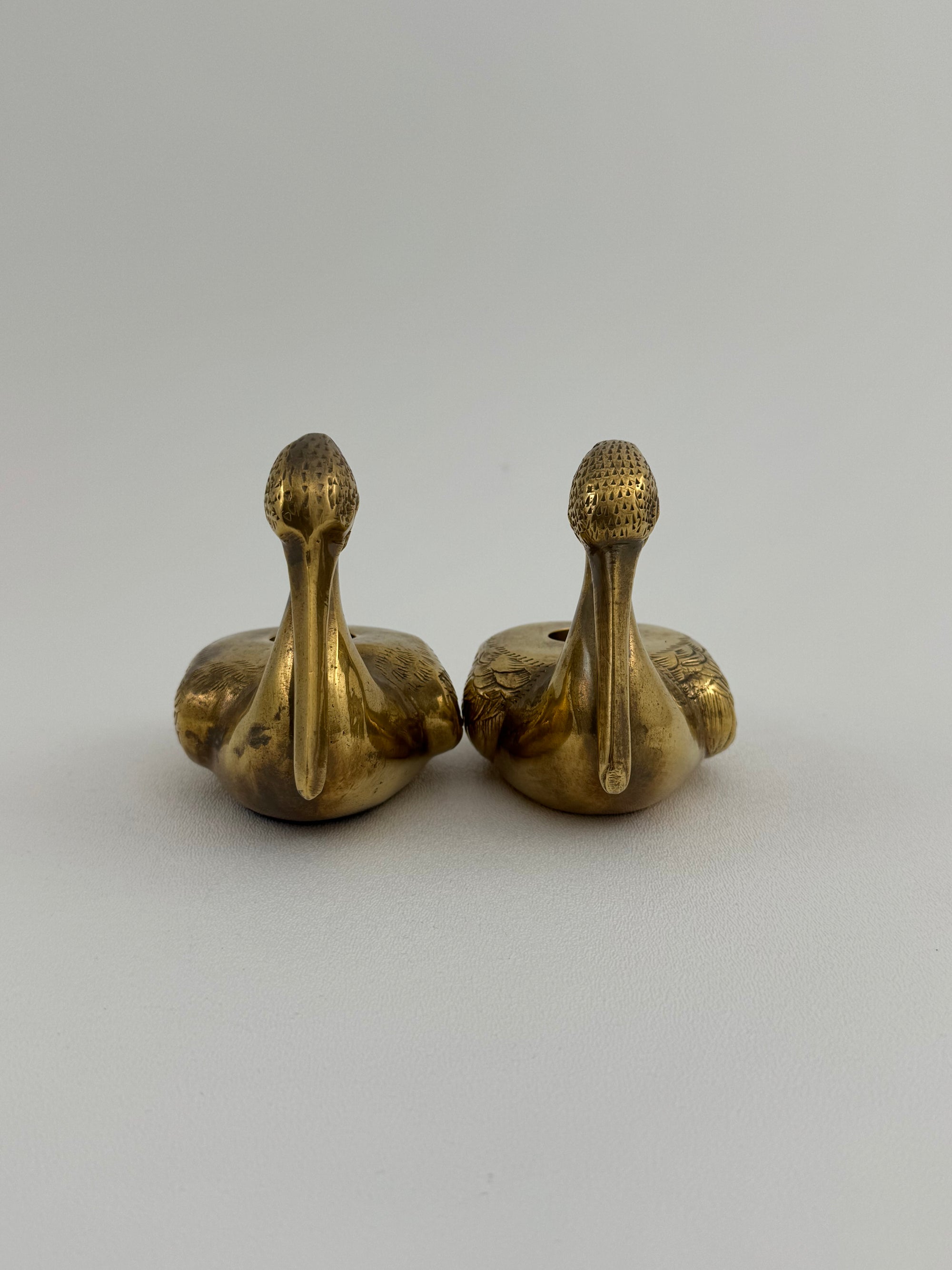 Vintage Brass Pelican Taper Candlestick Holders-A Pair