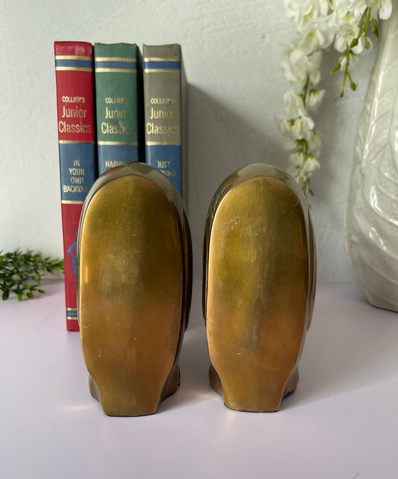 Vintage Brass Elephant Bookends- A Pair