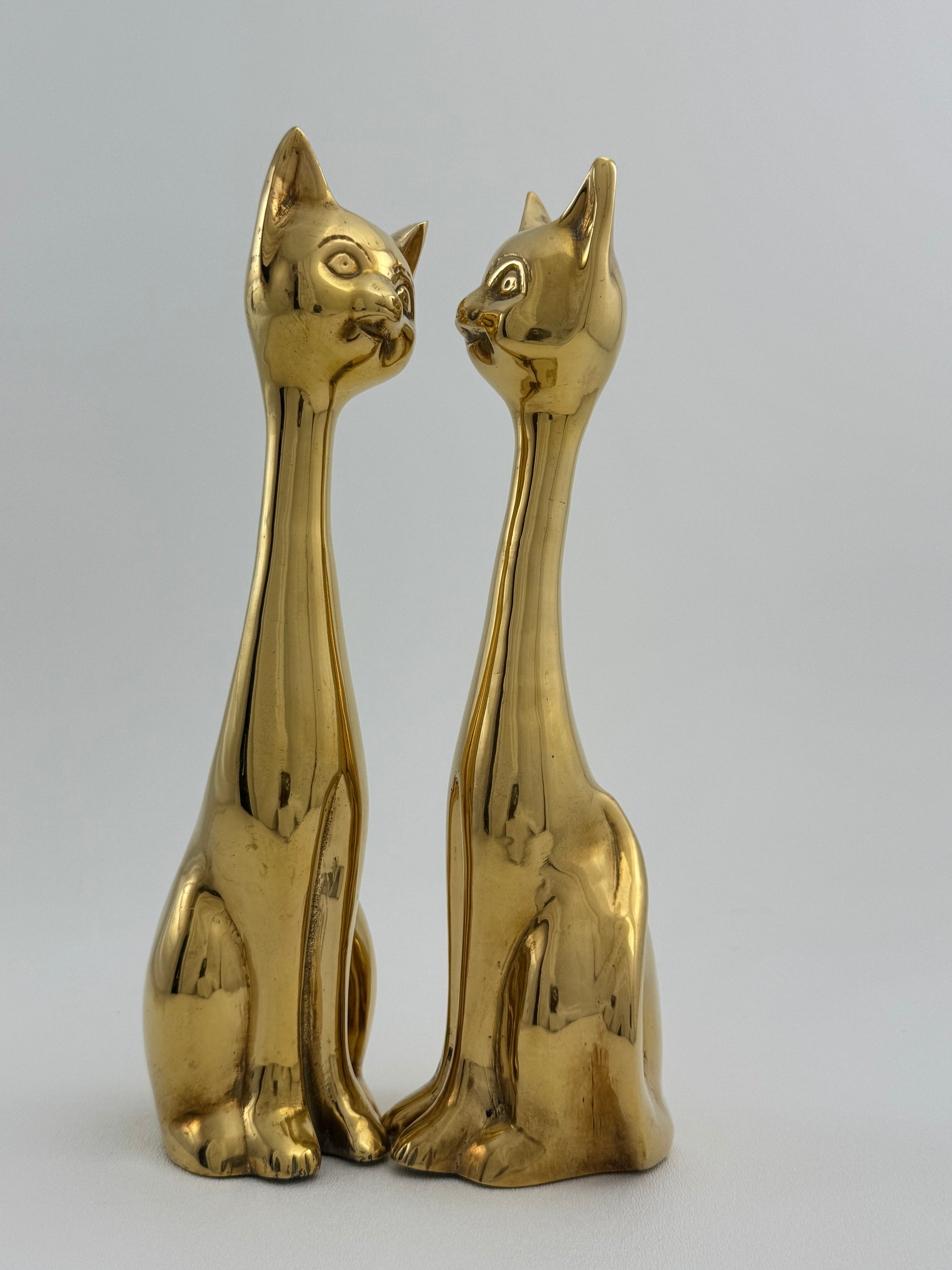 Slim MCM Vintage Brass Cats-A Pair
