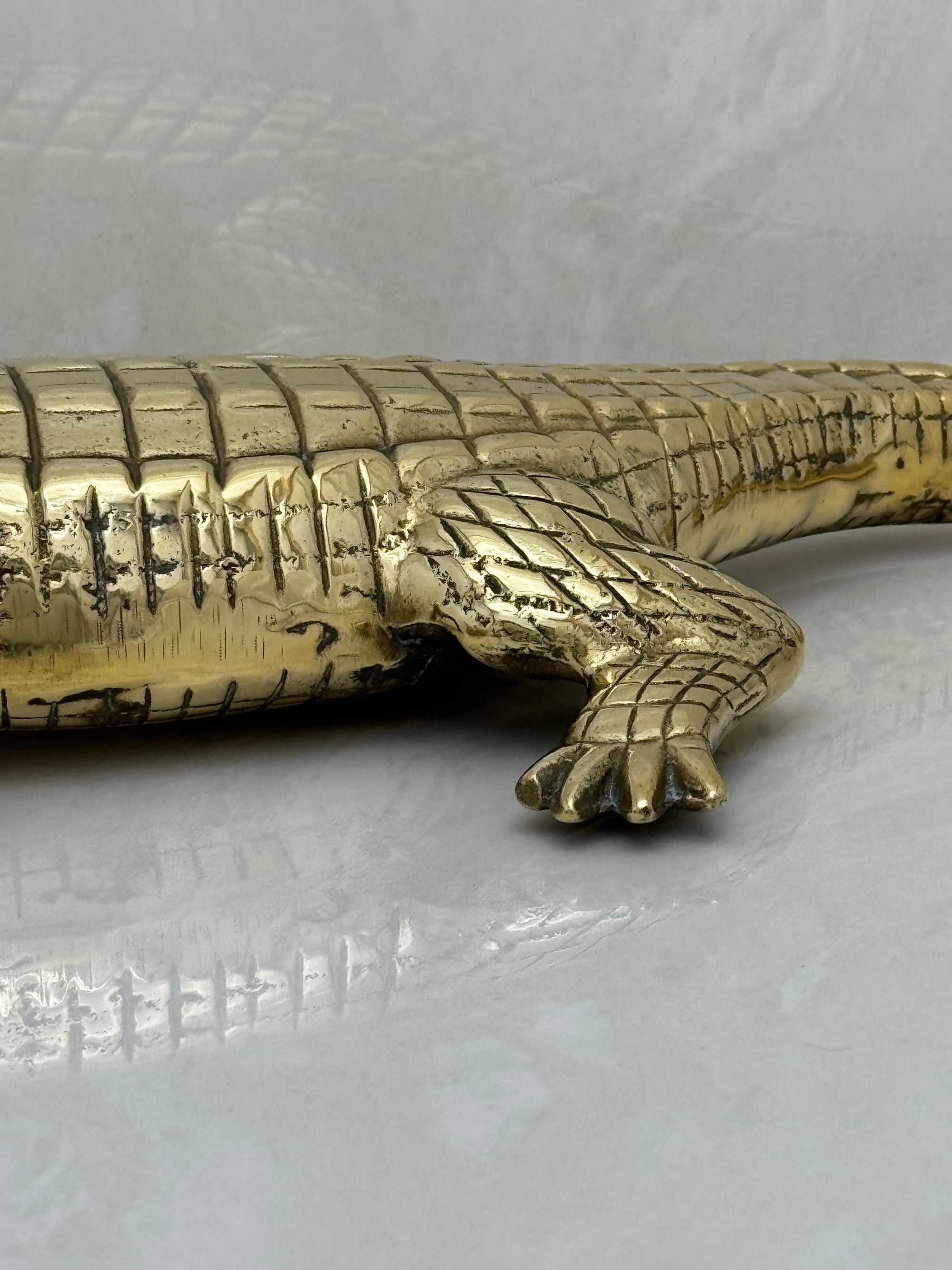 Large Vintage Brass Alligator