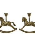 Vintage Brass Rocking Horse Candle Holders – Set of 2 Made by Enesco