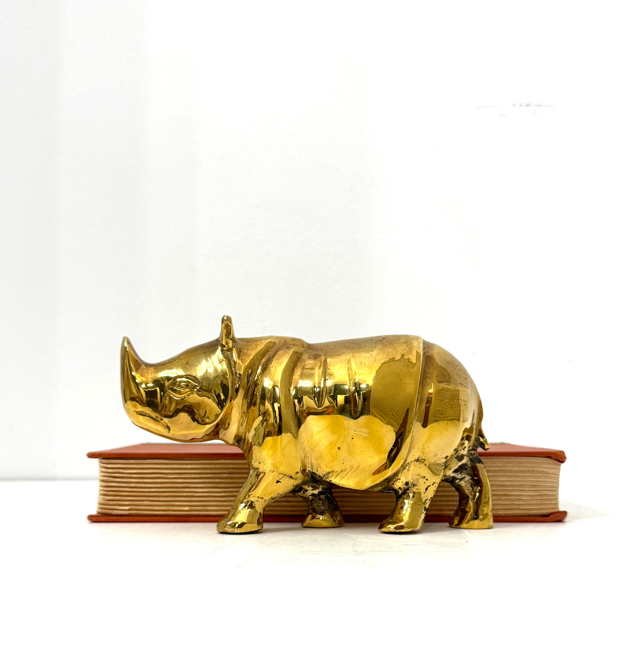 vintage brass rhinoceros