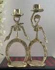 Gunslinger Brothers' Brass Candlestick Holders- A Pair