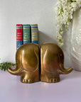 Vintage Brass Elephant Bookends- A Pair