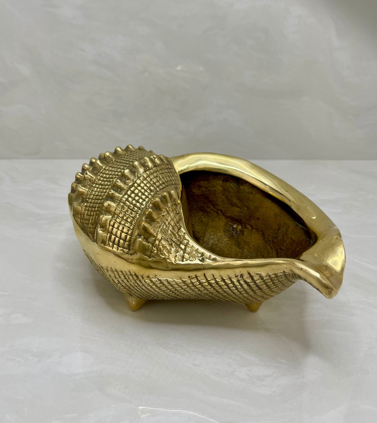 Vintage Brass MCM Shell Planter