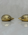 Small and Sleek Vintage Brass Hedgehogs- A Pair By Seiden