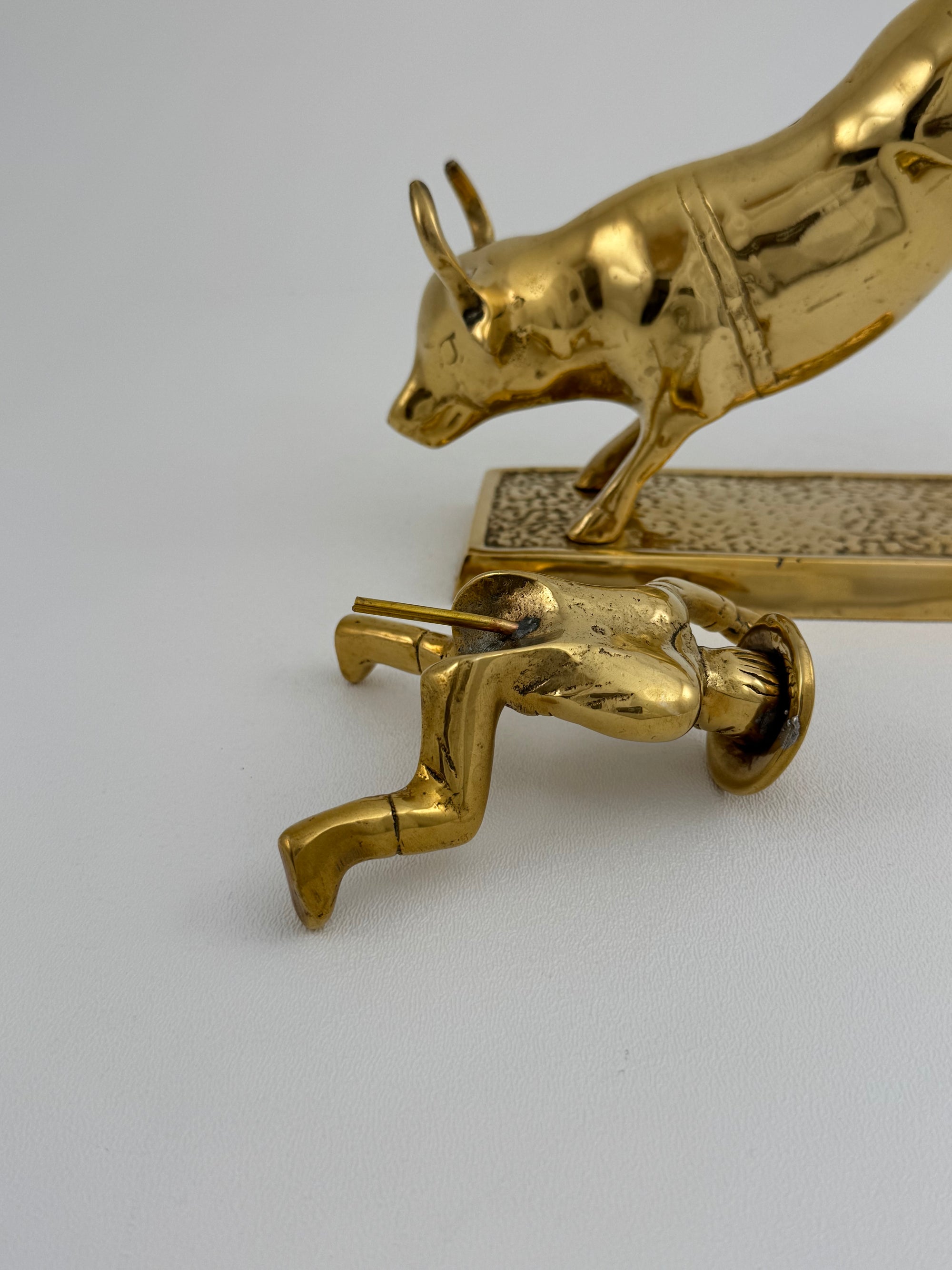 Rare Brass Bull Rider Figurine – Rodeo Cowboy Statue, Western Americana