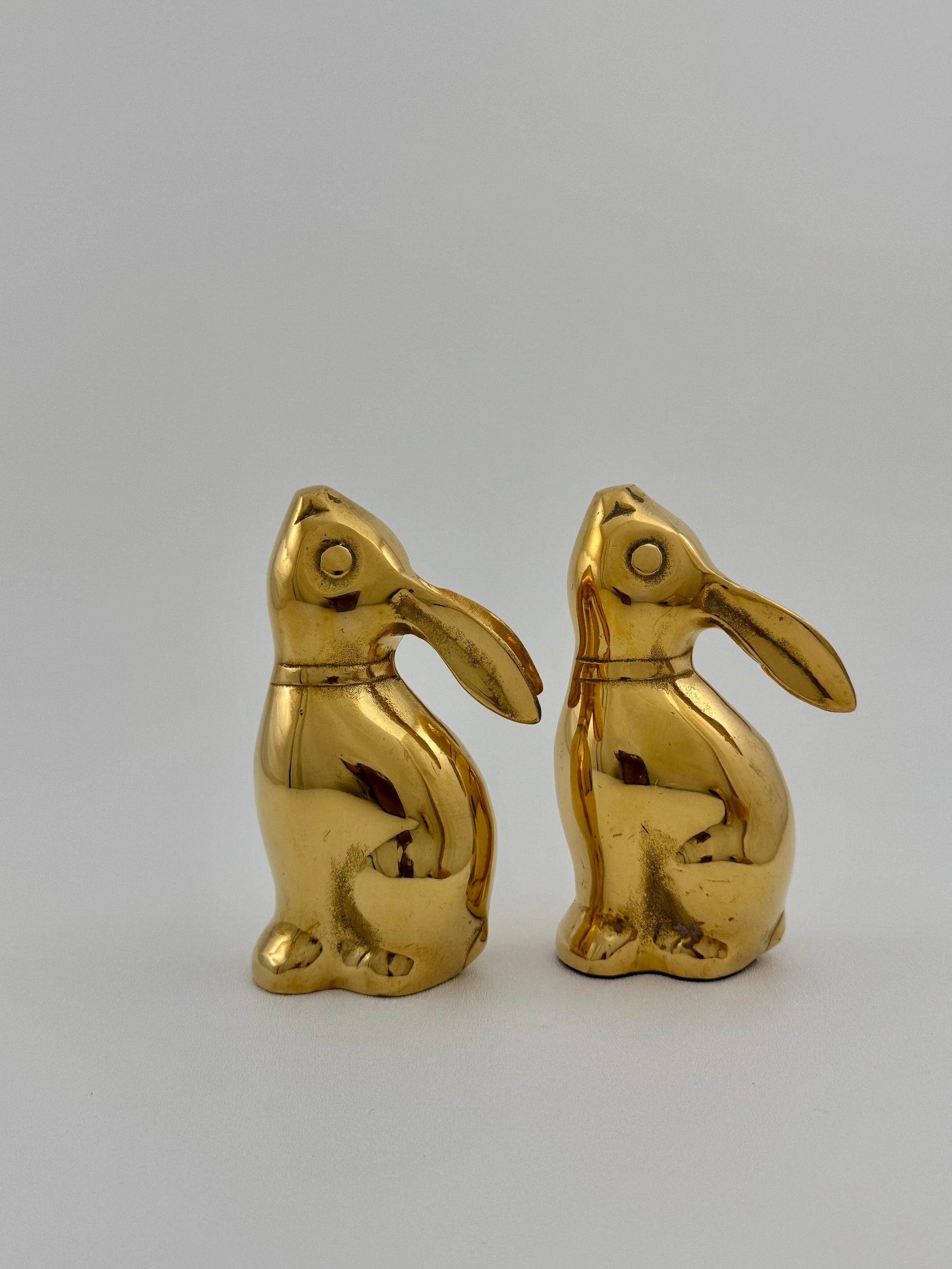 Vintage Brass Moon Gazing Bunnies-A Pair